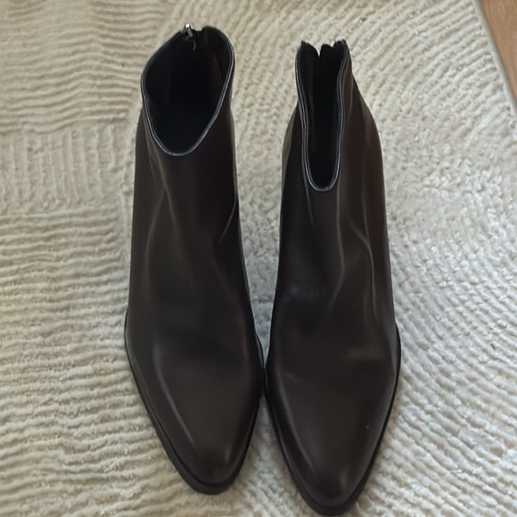 Nine West brown leather ankle boots booties back zipper Sz 8 - Picture 2 of 9